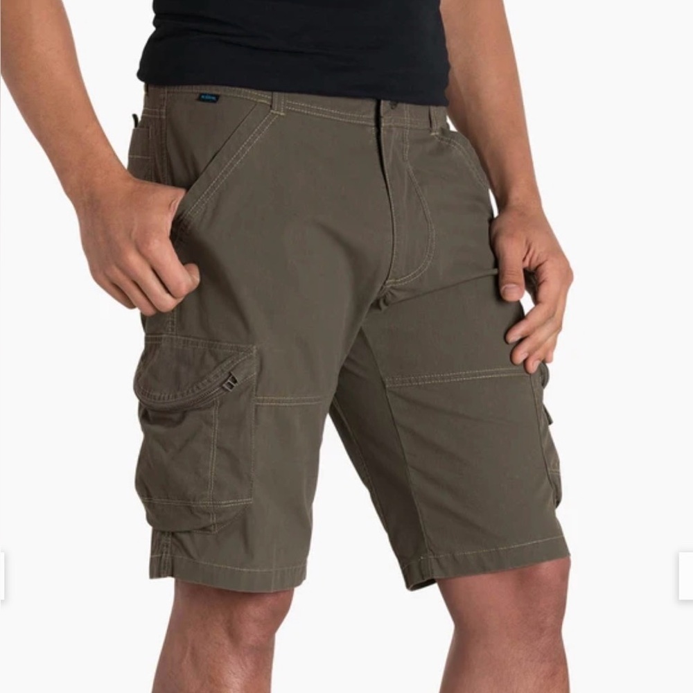 Kuhl Men’s Size 40 Ambush Cargo Shorts Patina Dye Army Green Outdoor Hiking Rock